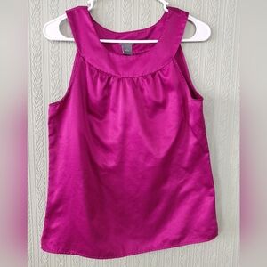 ANN TAYLOR Fuchsia Sleeveless Blouse silky Like New Casual Dressy Business